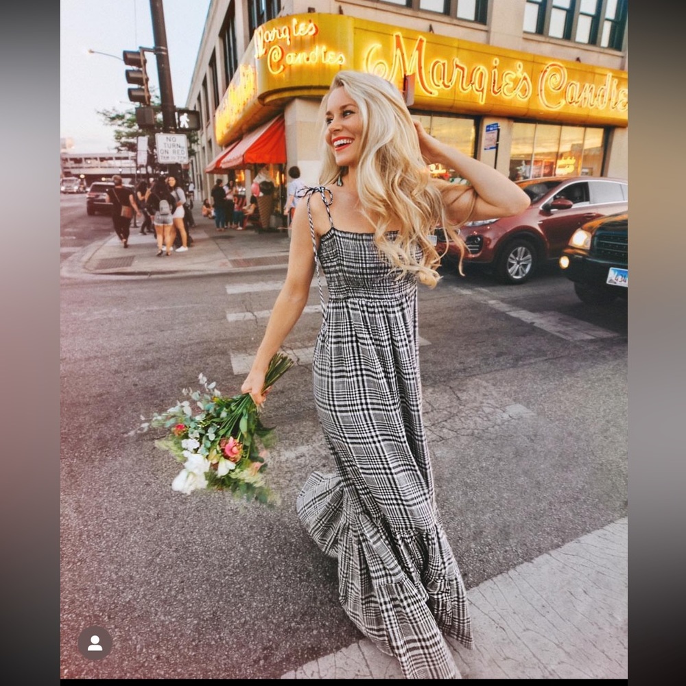 Planet blue plaid maxi dress